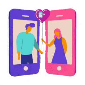 Dos celulares, en el primero la imagen de un hombre, en el segundo la imagen de una mujer, la cual le envía su contraseña de su celular. 