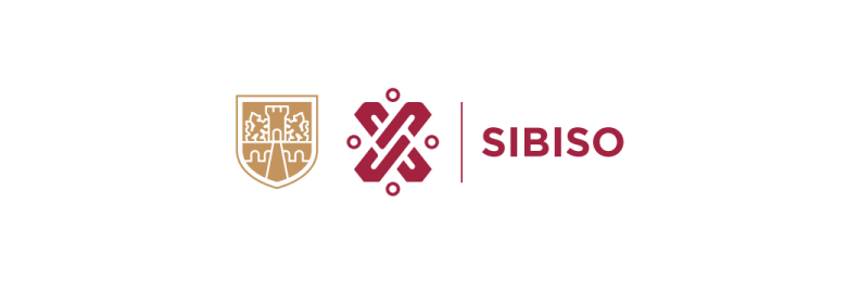 Logo de Secretaría de Inclusión y Bienestar Social (SIBISO). A la izquierda el escudo de la Ciudad de México (símbolo heráldico) y a la derecha un símbolo en forma de X que representa un punto de encuentro, cruce de caminos.
